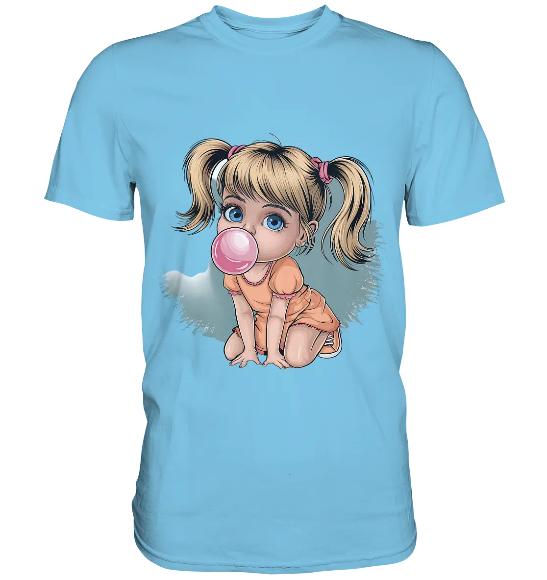 Mädchen mit großer Kaugummiblase - Premium Shirt Bright Lights Arts