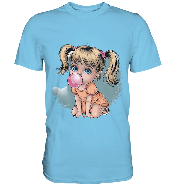 Mädchen mit großer Kaugummiblase - Premium Shirt Bright Lights Arts
