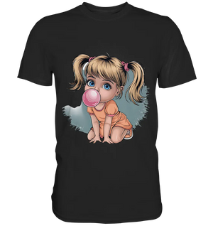 Mädchen mit großer Kaugummiblase - Premium Shirt Bright Lights Arts