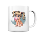 Mädchen mit großer Kaugummiblase - Tasse glossy Bright Lights Arts