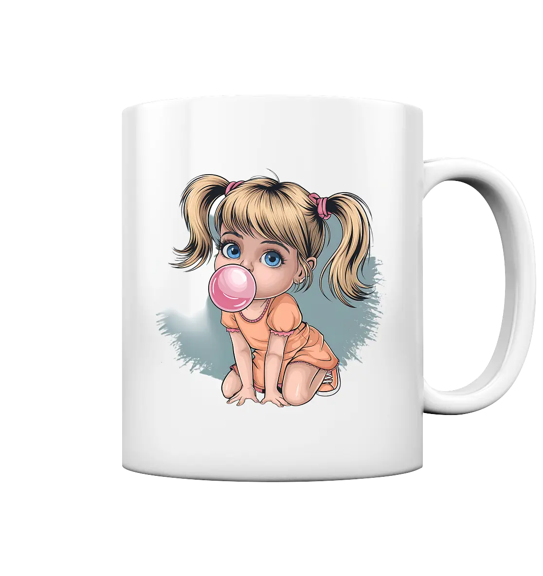 Mädchen mit großer Kaugummiblase - Tasse glossy Bright Lights Arts