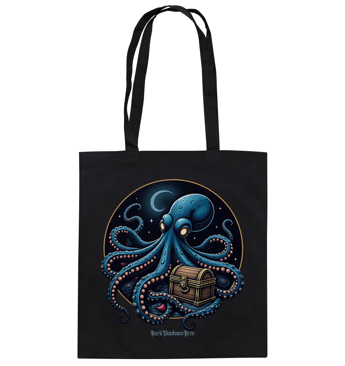 Majestätischer Tintenfisch – Hüter der Schatzkiste - Baumwolltasche Bright Lights Arts