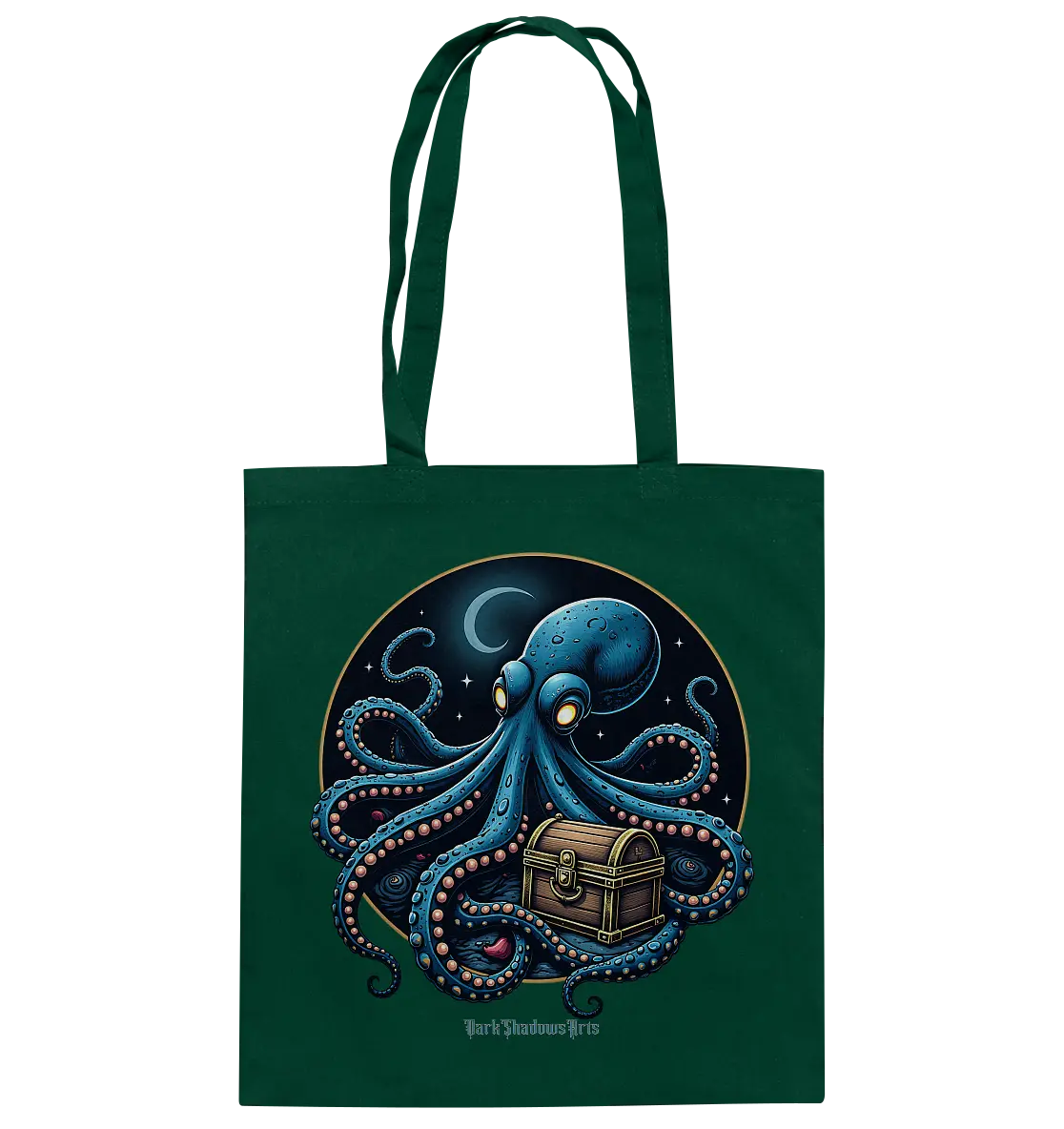 Majestätischer Tintenfisch – Hüter der Schatzkiste - Baumwolltasche Bright Lights Arts