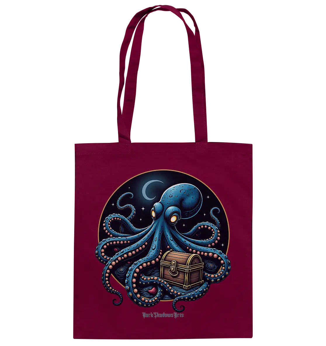 Majestätischer Tintenfisch – Hüter der Schatzkiste - Baumwolltasche Bright Lights Arts