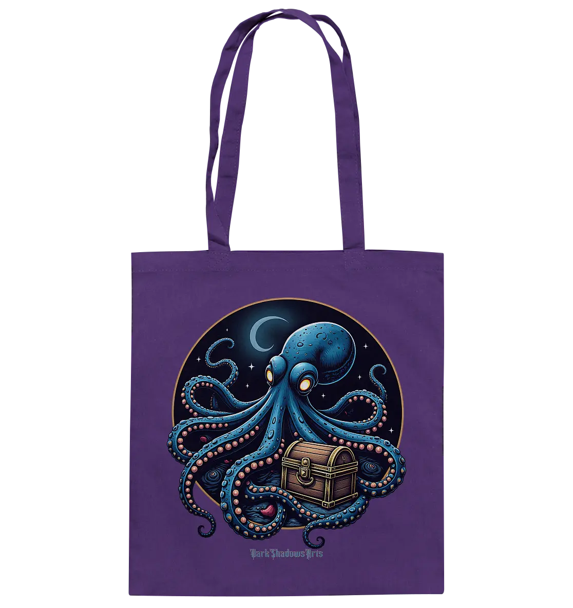 Majestätischer Tintenfisch – Hüter der Schatzkiste - Baumwolltasche Bright Lights Arts