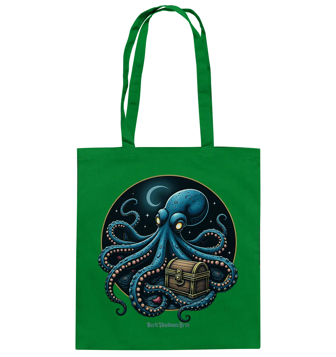 Majestätischer Tintenfisch – Hüter der Schatzkiste - Baumwolltasche Bright Lights Arts