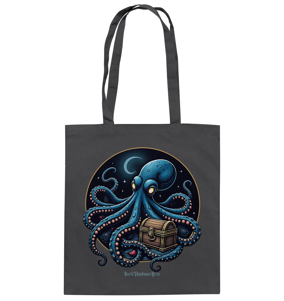 Majestätischer Tintenfisch – Hüter der Schatzkiste - Baumwolltasche Bright Lights Arts