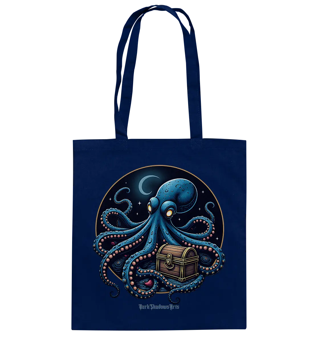 Majestätischer Tintenfisch – Hüter der Schatzkiste - Baumwolltasche Bright Lights Arts