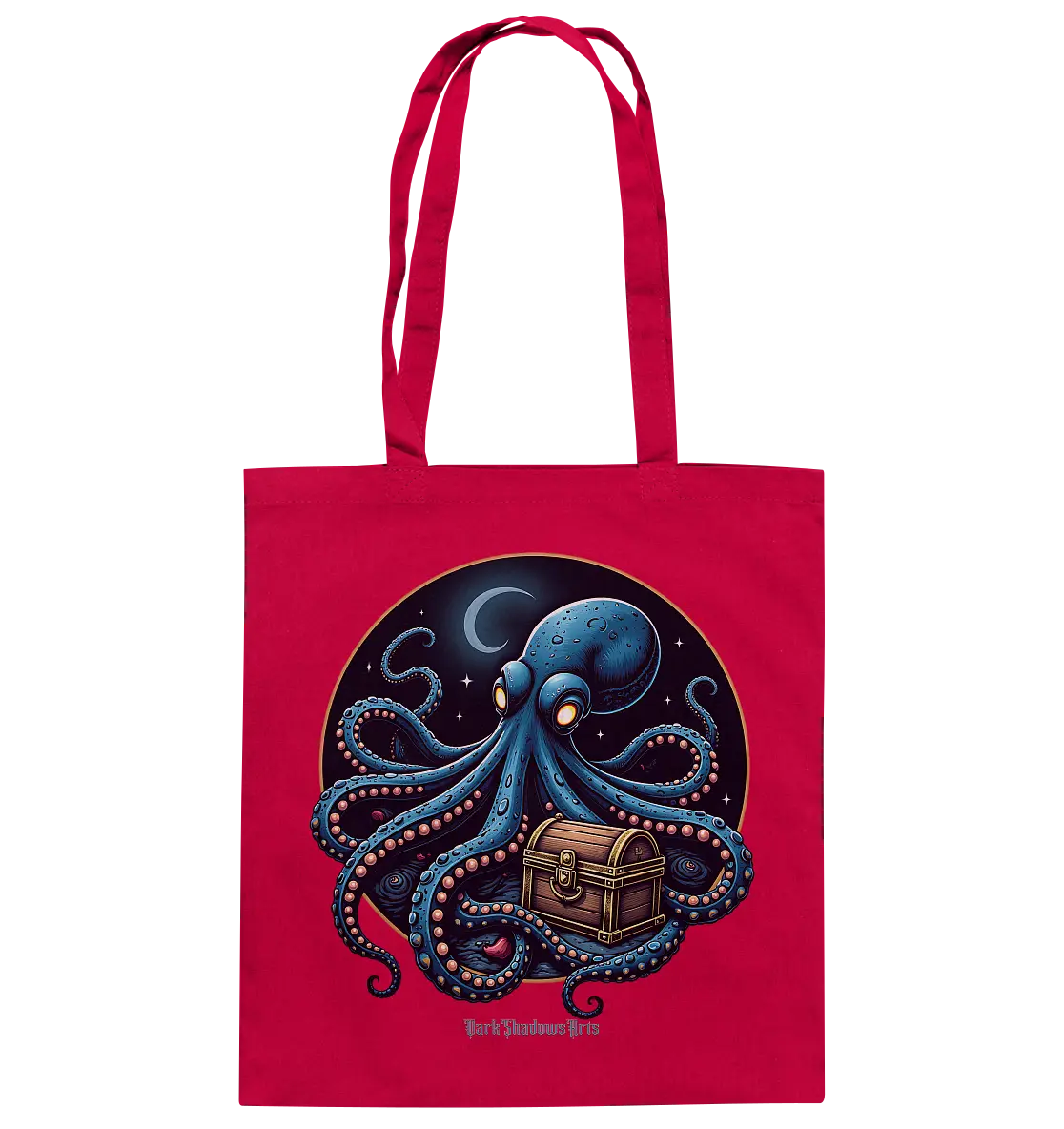 Majestätischer Tintenfisch – Hüter der Schatzkiste - Baumwolltasche Bright Lights Arts