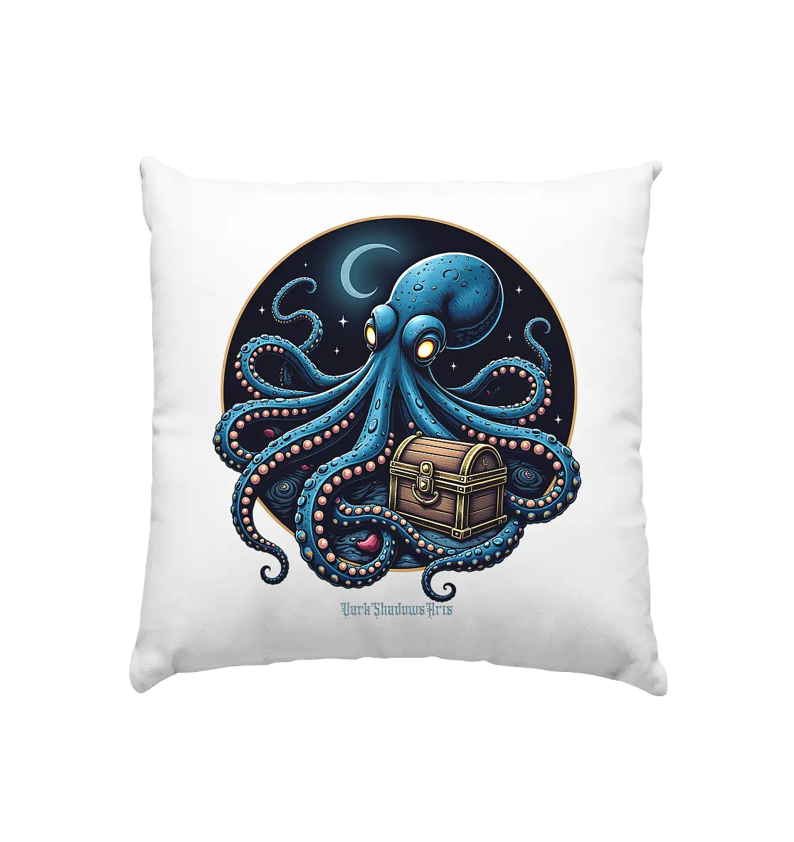 Majestätischer Tintenfisch – Hüter der Schatzkiste - Kissen 40x40cm Bright Lights Arts