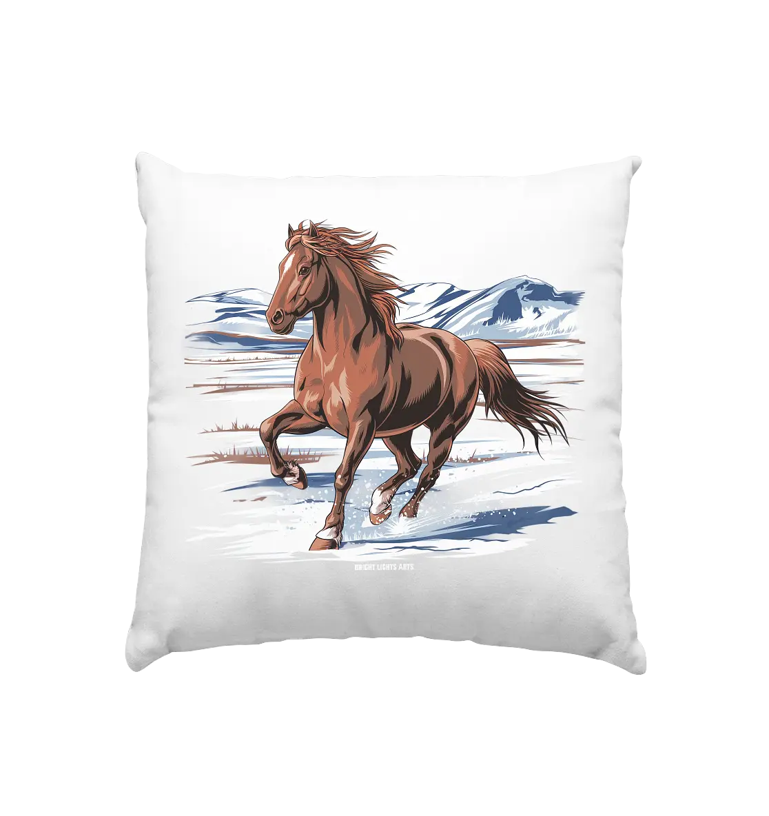 Majestätisches Isländisches Pferd im Winter - Kissen 40x40cm Bright Lights Arts