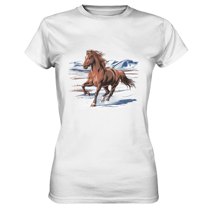 Majestätisches Isländisches Pferd im Winter - Ladies Premium Shirt Bright Lights Arts