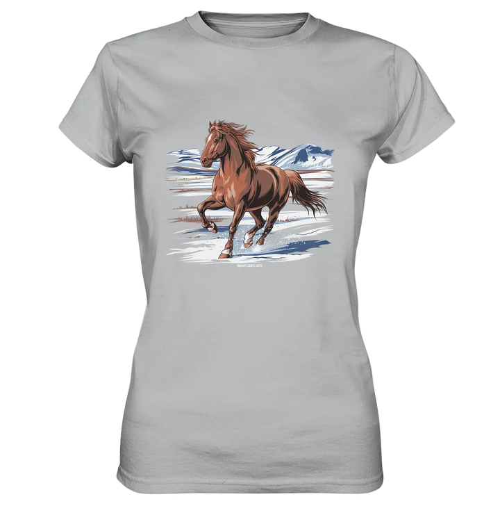 Majestätisches Isländisches Pferd im Winter - Ladies Premium Shirt Bright Lights Arts