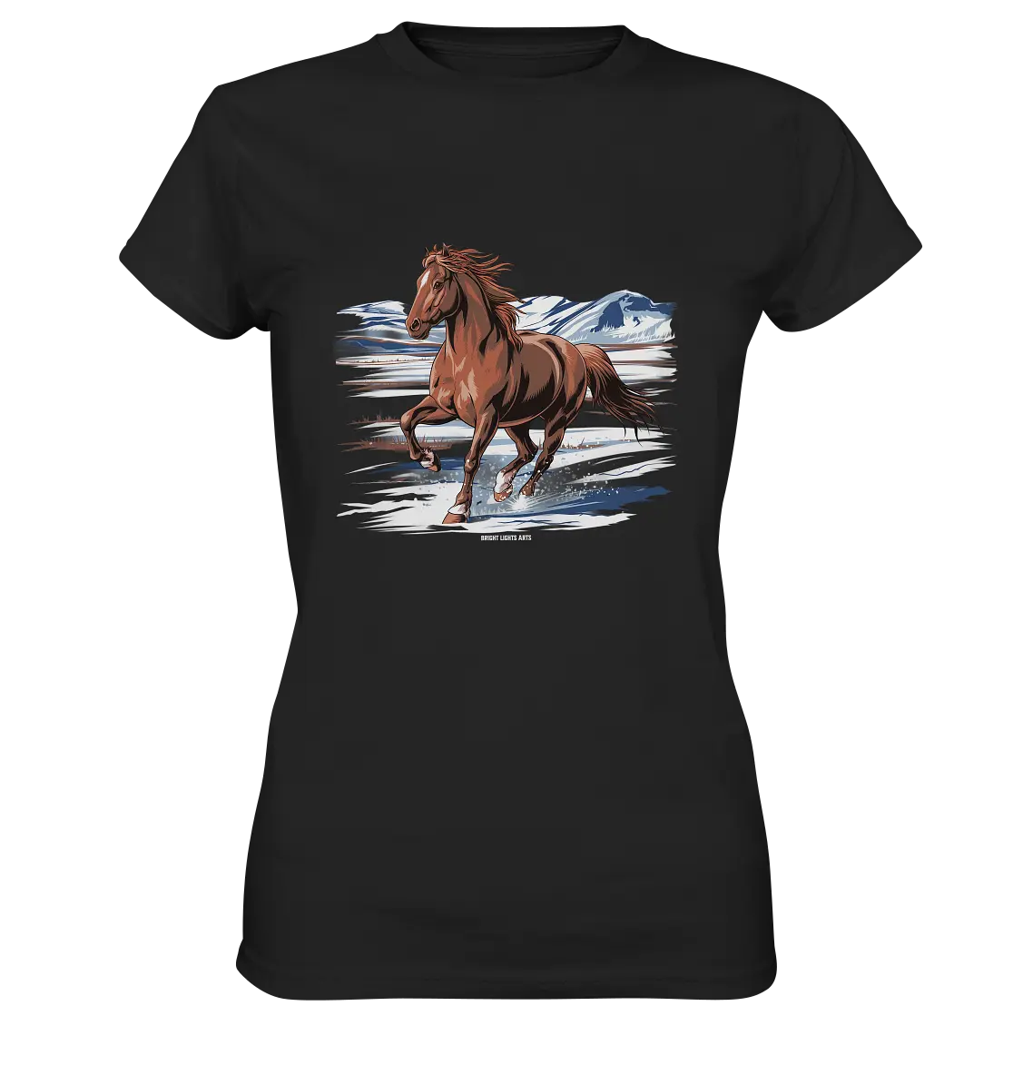 Majestätisches Isländisches Pferd im Winter - Ladies Premium Shirt Bright Lights Arts