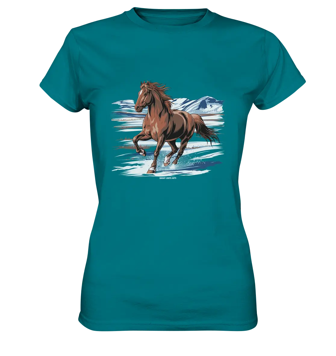 Majestätisches Isländisches Pferd im Winter - Ladies Premium Shirt Bright Lights Arts