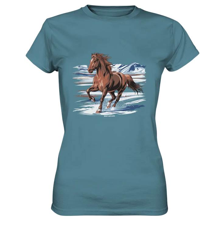 Majestätisches Isländisches Pferd im Winter - Ladies Premium Shirt Bright Lights Arts