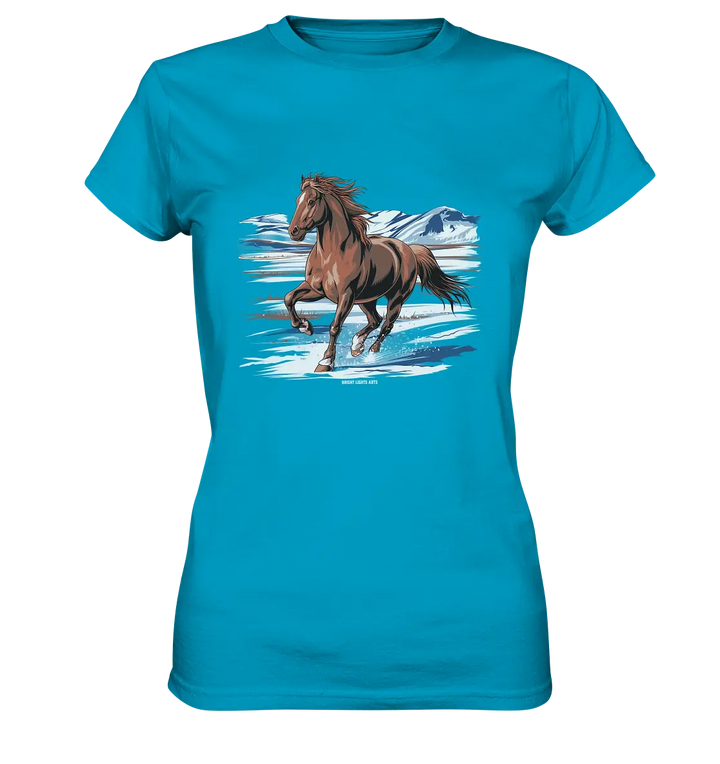Majestätisches Isländisches Pferd im Winter - Ladies Premium Shirt Bright Lights Arts