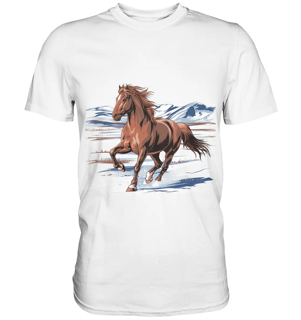 Majestätisches Isländisches Pferd im Winter - Premium Shirt Bright Lights Arts
