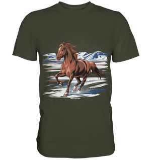 Majestätisches Isländisches Pferd im Winter - Premium Shirt Bright Lights Arts