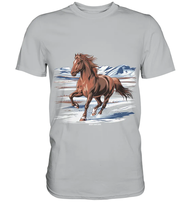 Majestätisches Isländisches Pferd im Winter - Premium Shirt Bright Lights Arts