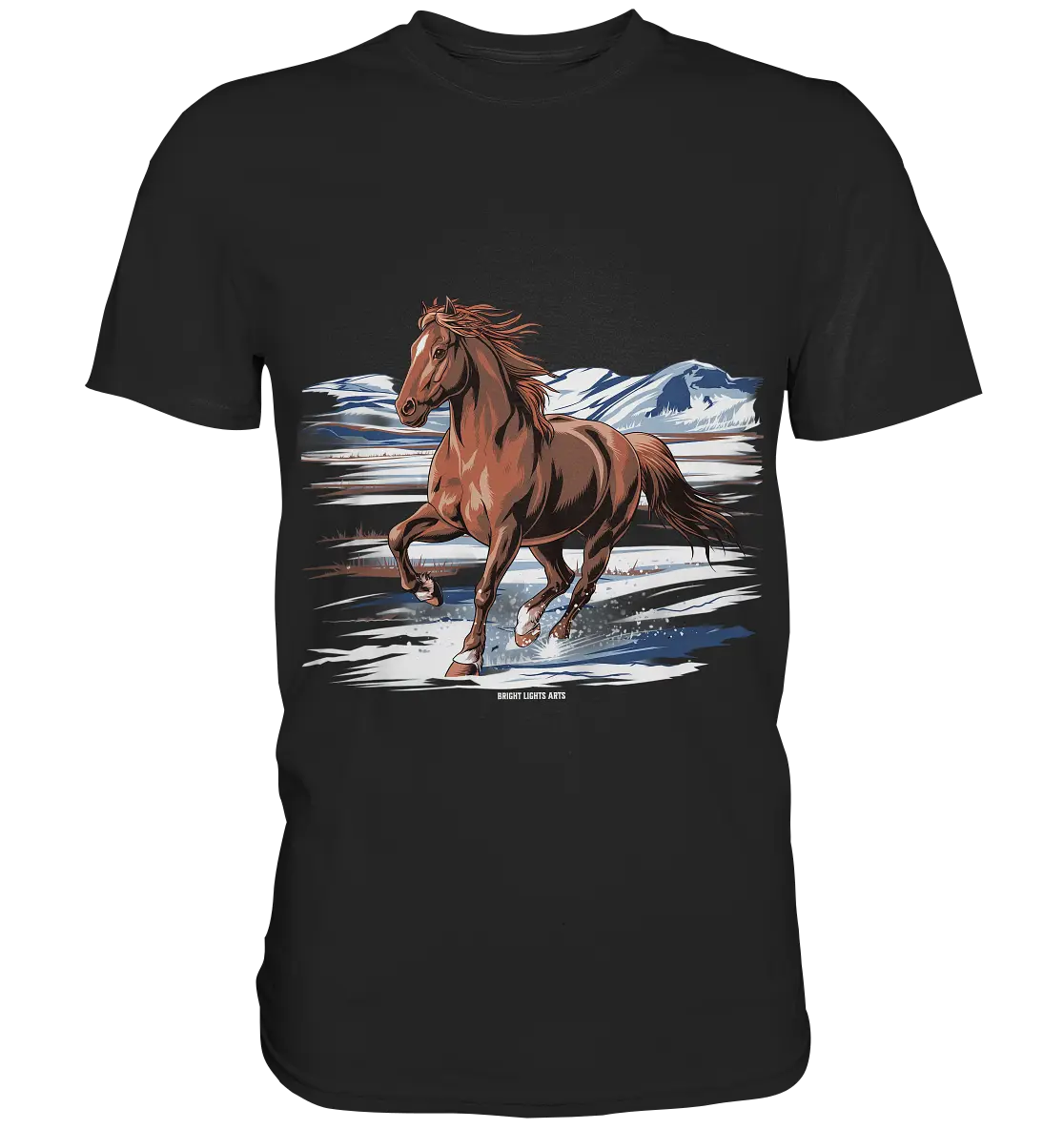 Majestätisches Isländisches Pferd im Winter - Premium Shirt Bright Lights Arts