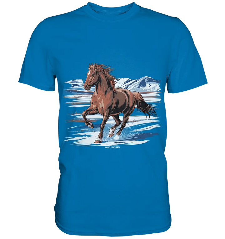 Majestätisches Isländisches Pferd im Winter - Premium Shirt Bright Lights Arts