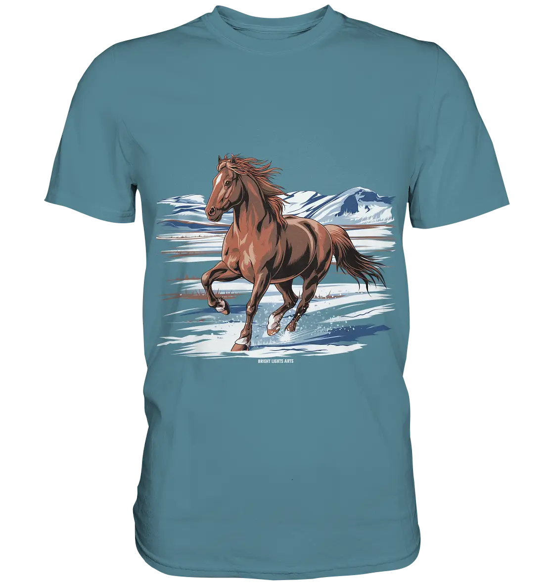 Majestätisches Isländisches Pferd im Winter - Premium Shirt Bright Lights Arts