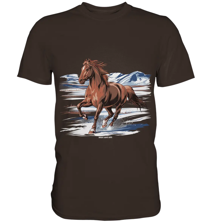 Majestätisches Isländisches Pferd im Winter - Premium Shirt Bright Lights Arts