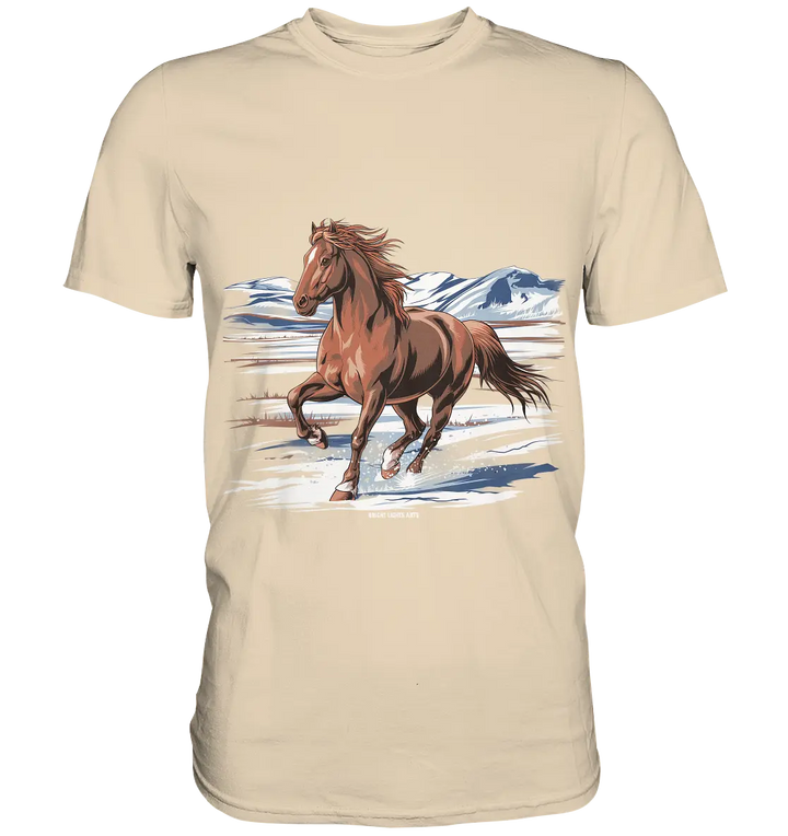 Majestätisches Isländisches Pferd im Winter - Premium Shirt Bright Lights Arts