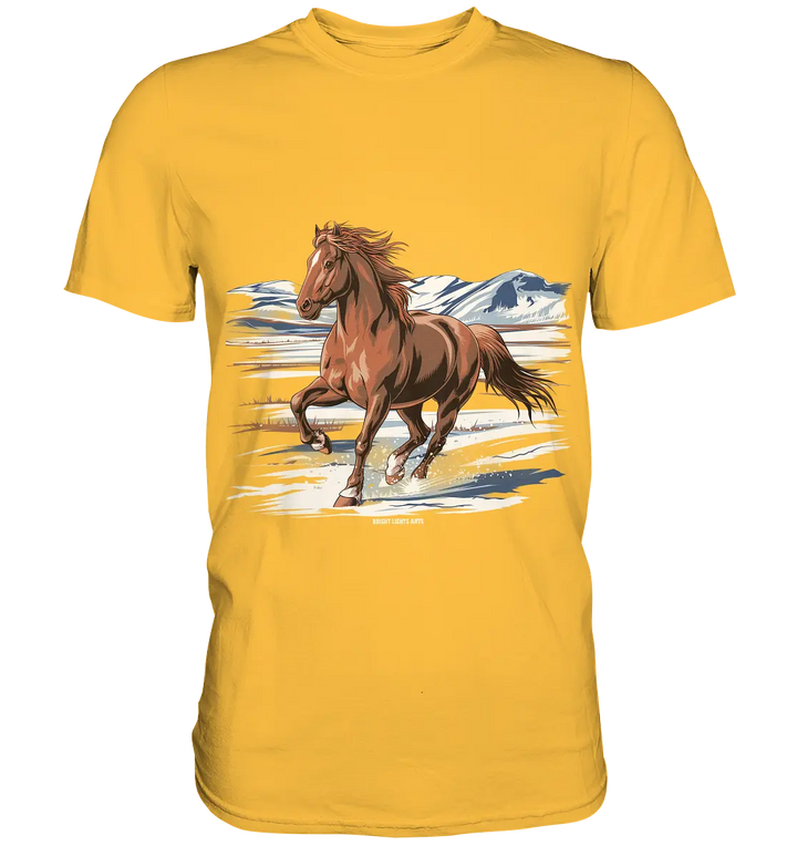 Majestätisches Isländisches Pferd im Winter - Premium Shirt Bright Lights Arts