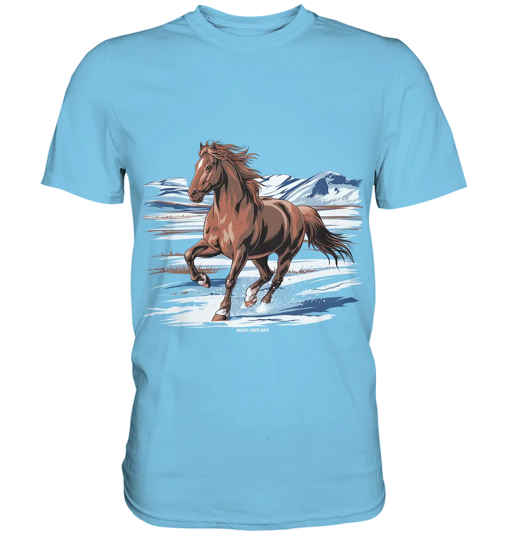 Majestätisches Isländisches Pferd im Winter - Premium Shirt Bright Lights Arts