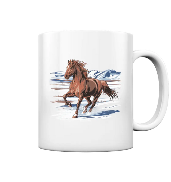 Majestätisches Isländisches Pferd im Winter - Tasse glossy Bright Lights Arts