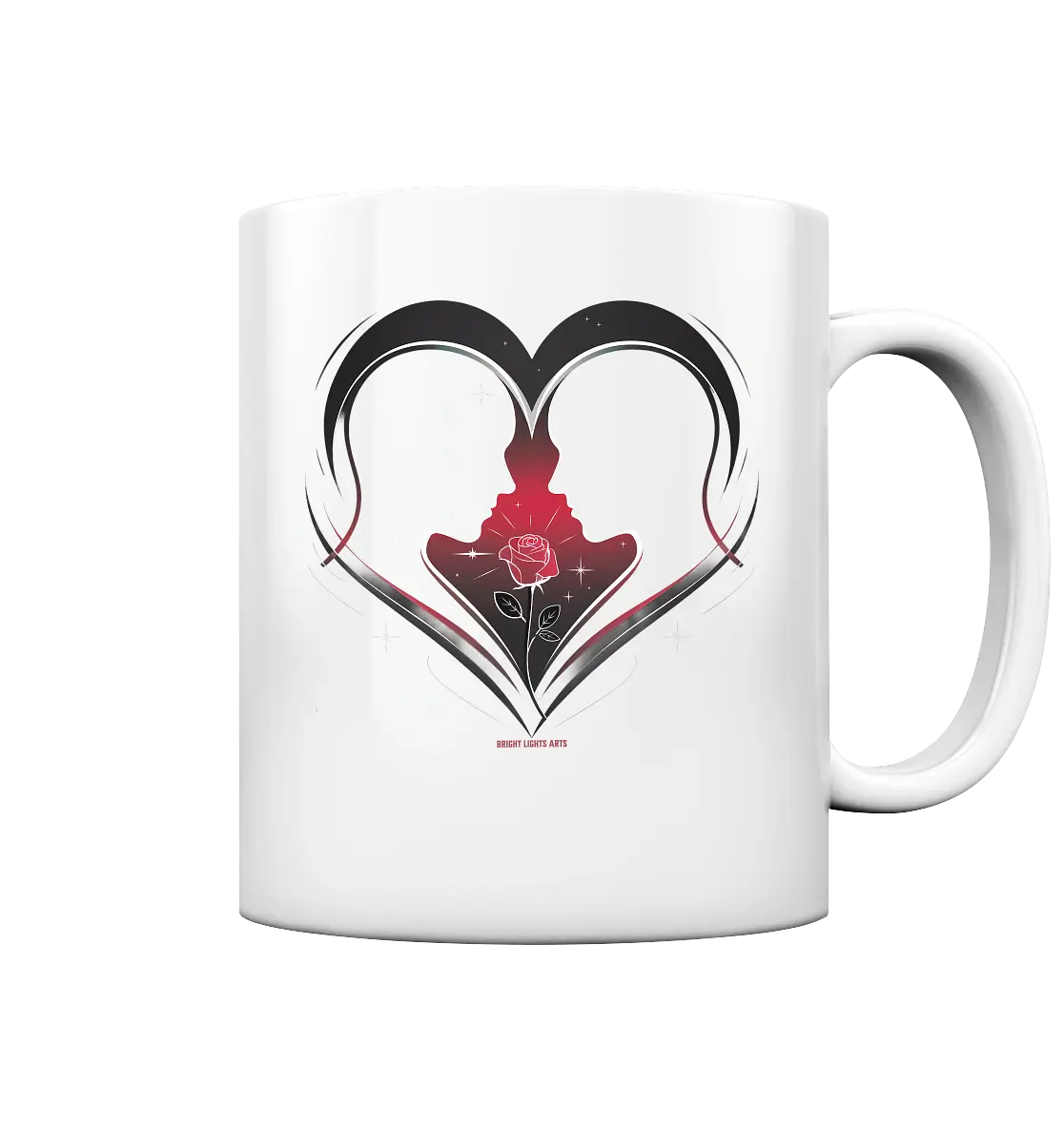 Männerliebe: Zarte Verbundenheit in Schwarz - Tasse glossy Bright Lights Arts
