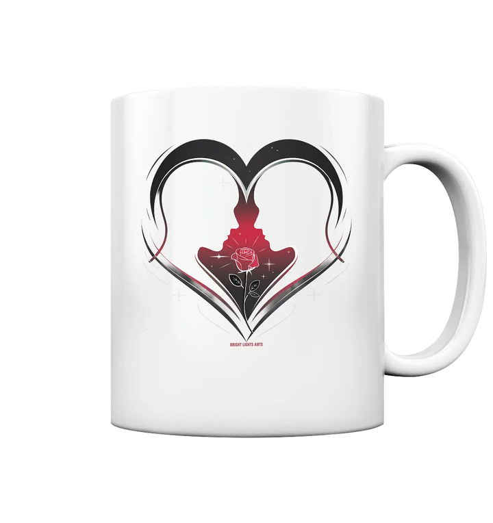 Männerliebe: Zarte Verbundenheit in Schwarz - Tasse glossy Bright Lights Arts