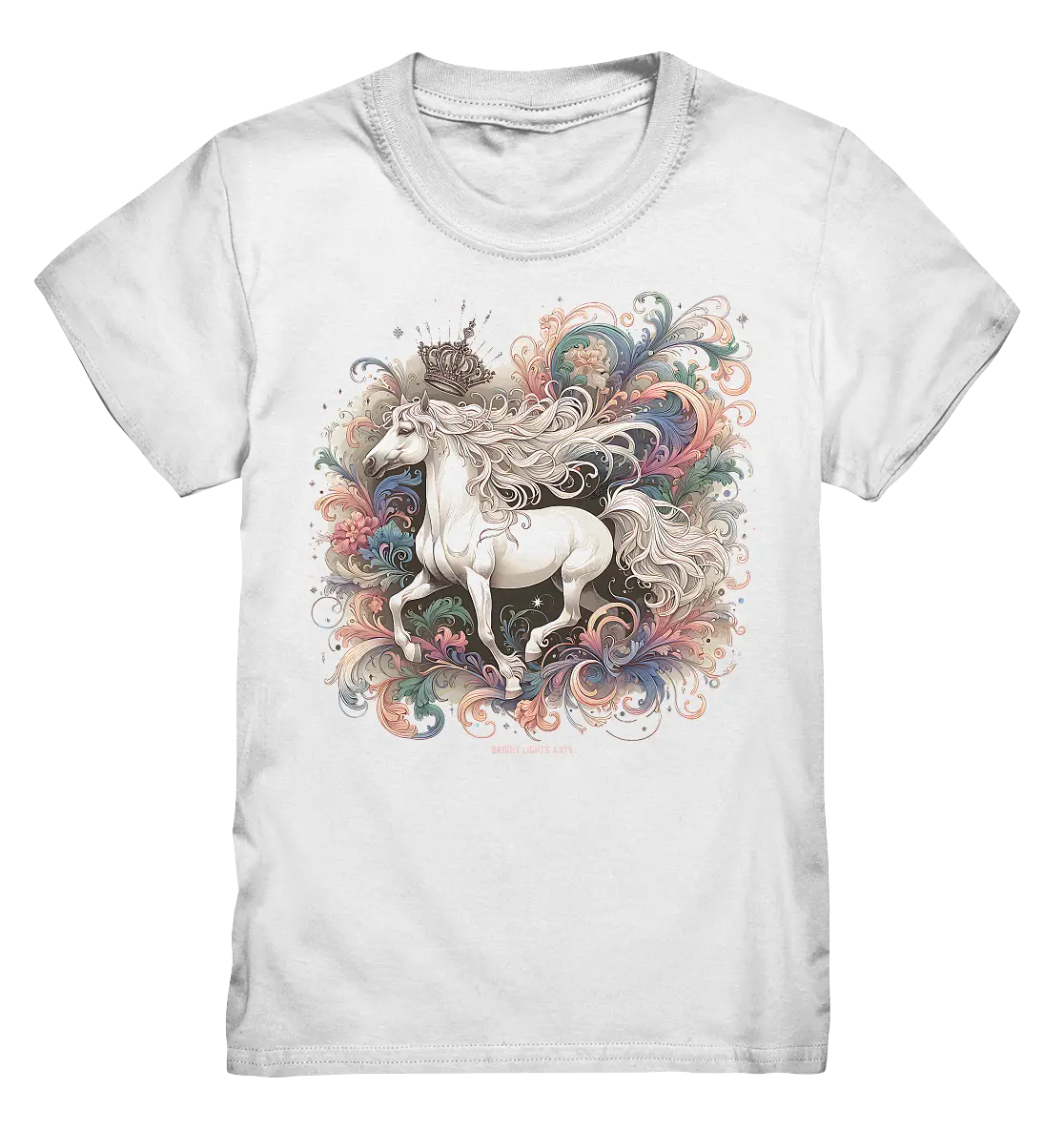 Märchenhaftes weißes Pferd mit Krone - Kids Premium Shirt Bright Lights Arts