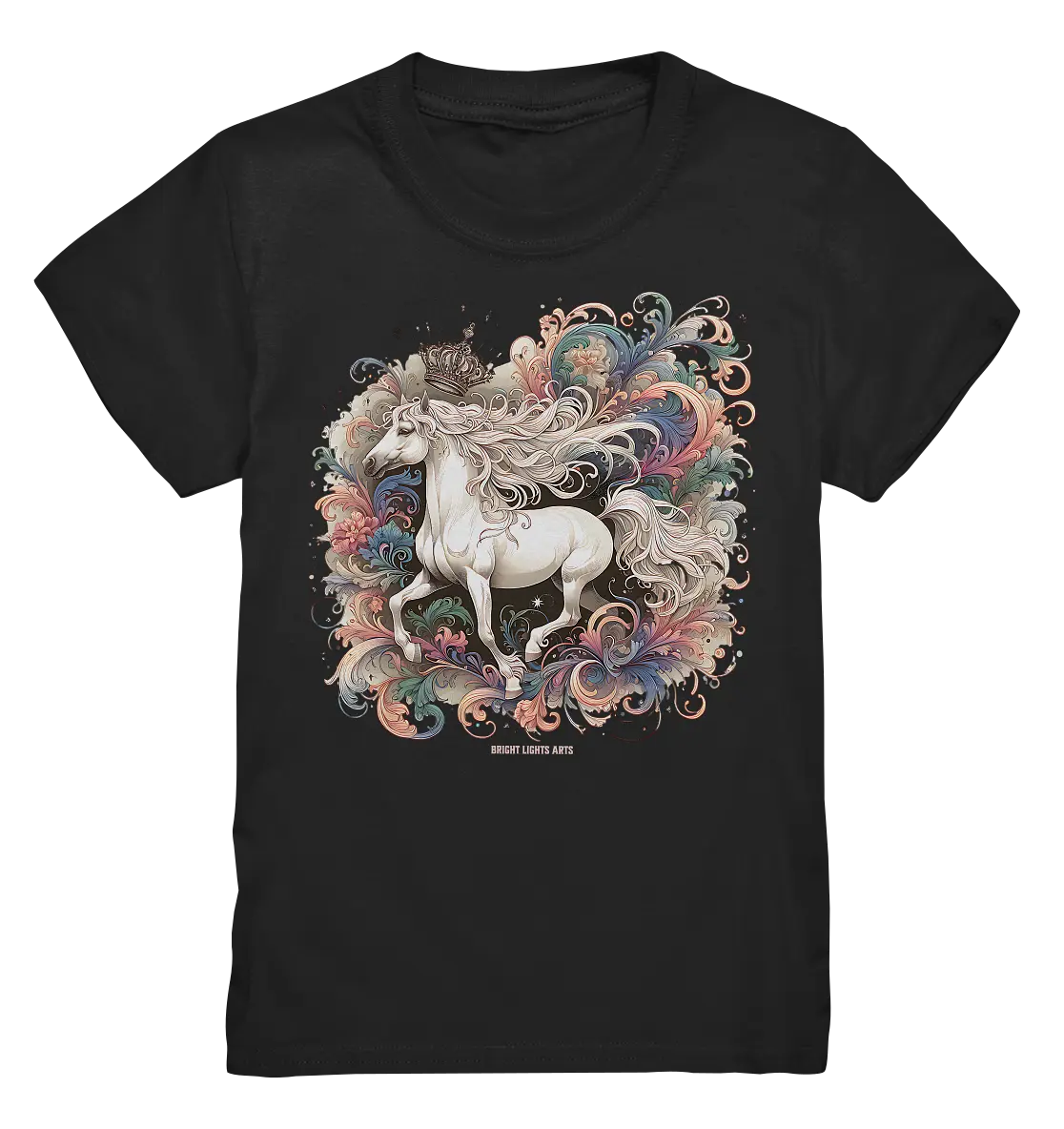 Märchenhaftes weißes Pferd mit Krone - Kids Premium Shirt Bright Lights Arts
