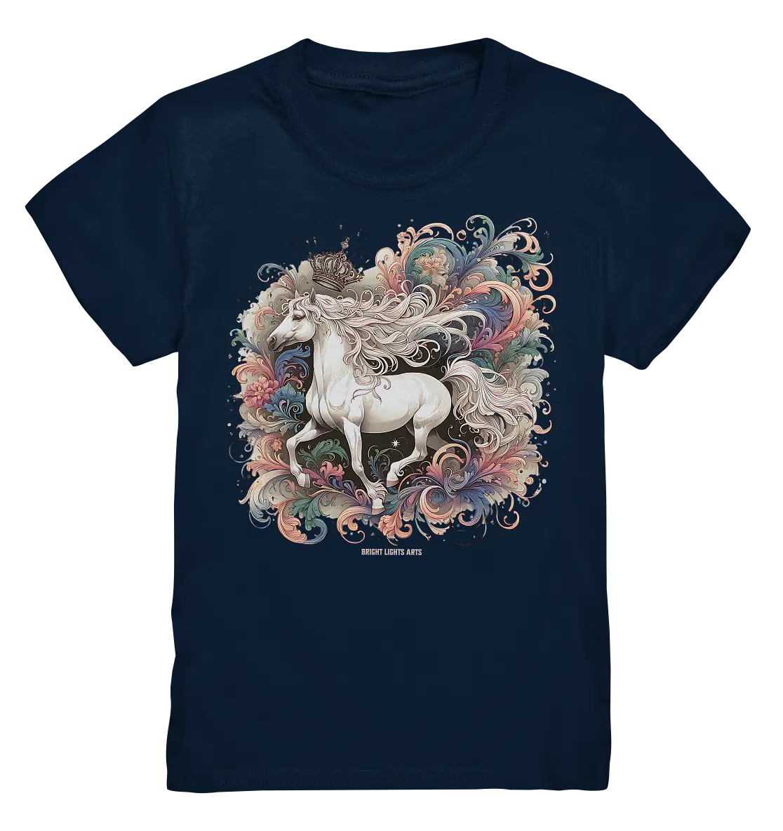 Märchenhaftes weißes Pferd mit Krone - Kids Premium Shirt Bright Lights Arts