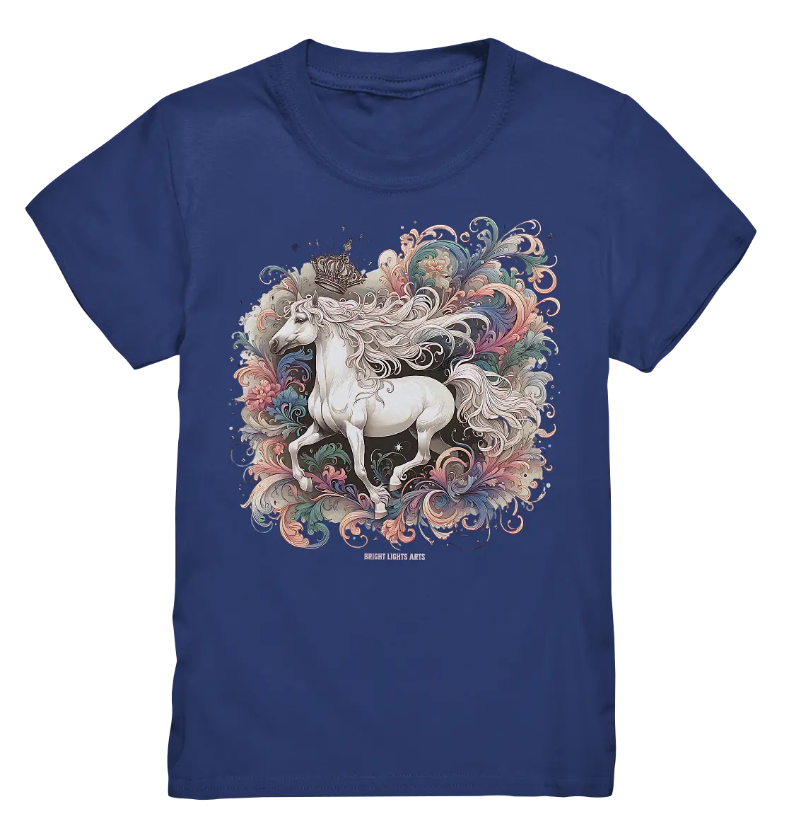 Märchenhaftes weißes Pferd mit Krone - Kids Premium Shirt Bright Lights Arts