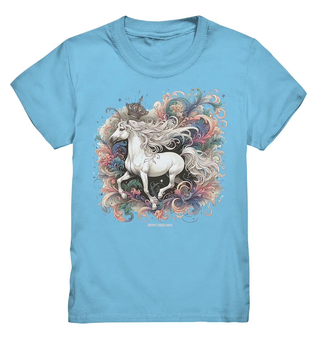 Märchenhaftes weißes Pferd mit Krone - Kids Premium Shirt Bright Lights Arts