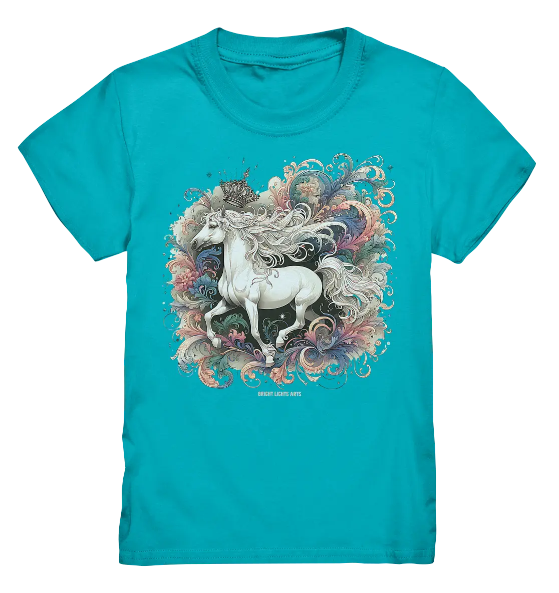 Märchenhaftes weißes Pferd mit Krone - Kids Premium Shirt Bright Lights Arts