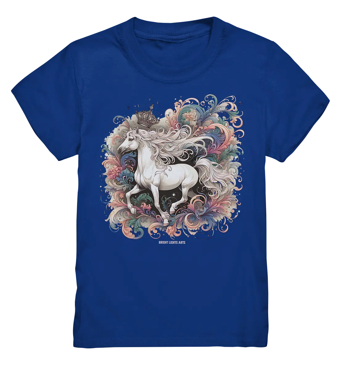 Märchenhaftes weißes Pferd mit Krone - Kids Premium Shirt Bright Lights Arts