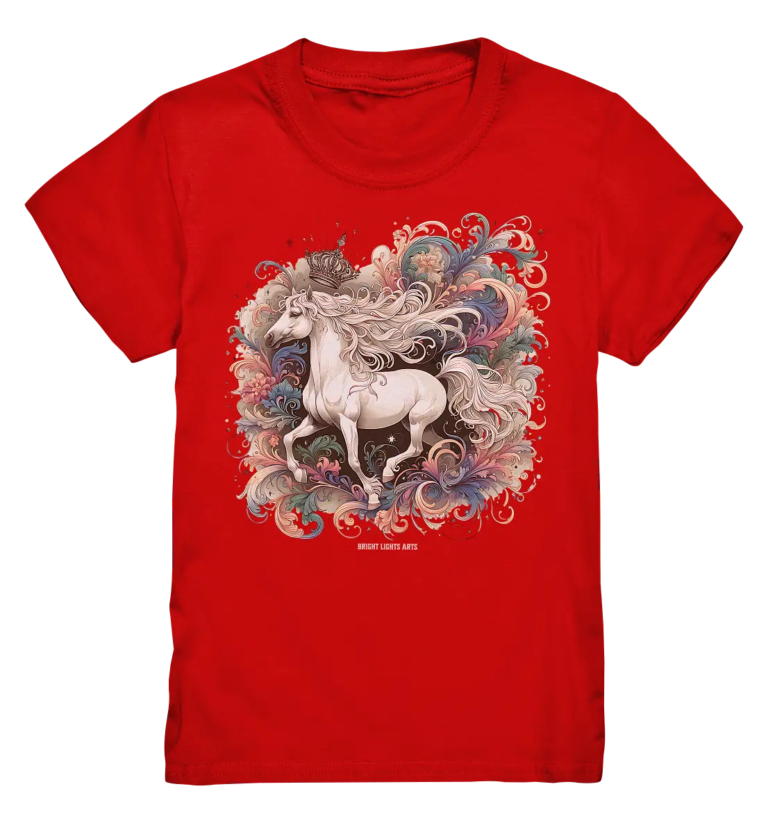 Märchenhaftes weißes Pferd mit Krone - Kids Premium Shirt Bright Lights Arts