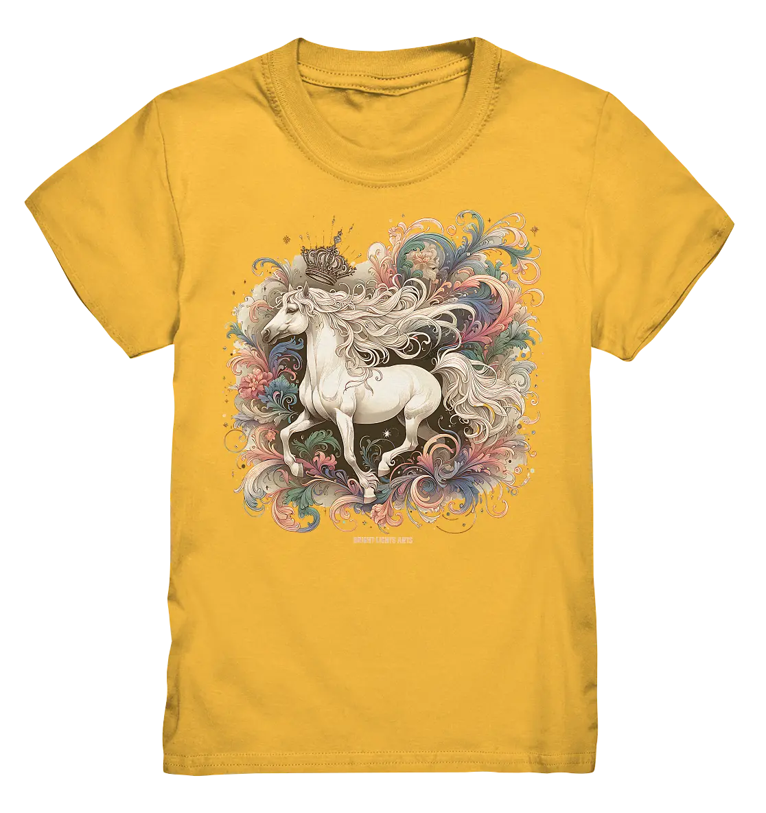 Märchenhaftes weißes Pferd mit Krone - Kids Premium Shirt Bright Lights Arts