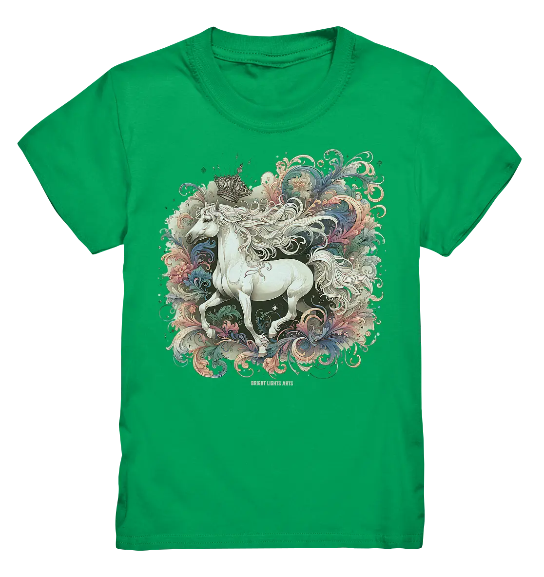 Märchenhaftes weißes Pferd mit Krone - Kids Premium Shirt Bright Lights Arts