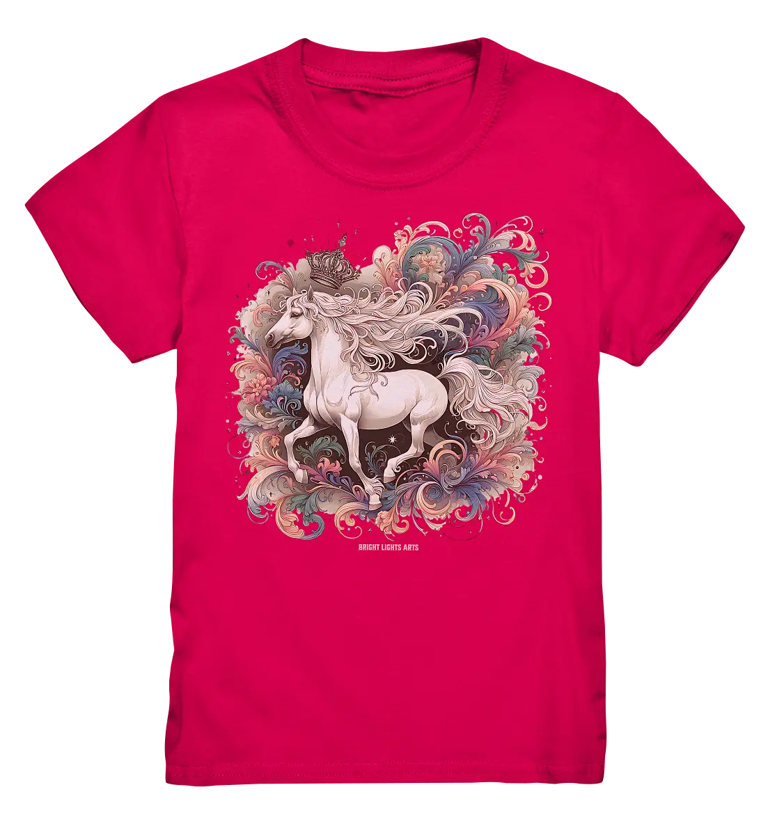 Märchenhaftes weißes Pferd mit Krone - Kids Premium Shirt Bright Lights Arts