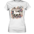 Märchenhaftes weißes Pferd mit Krone - Ladies Premium Shirt Bright Lights Arts