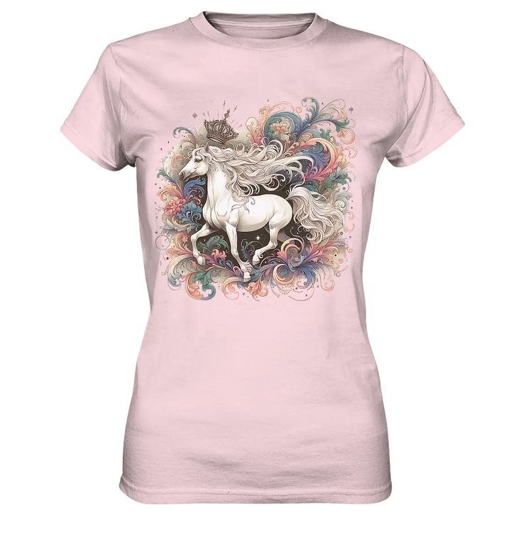 Märchenhaftes weißes Pferd mit Krone - Ladies Premium Shirt Bright Lights Arts