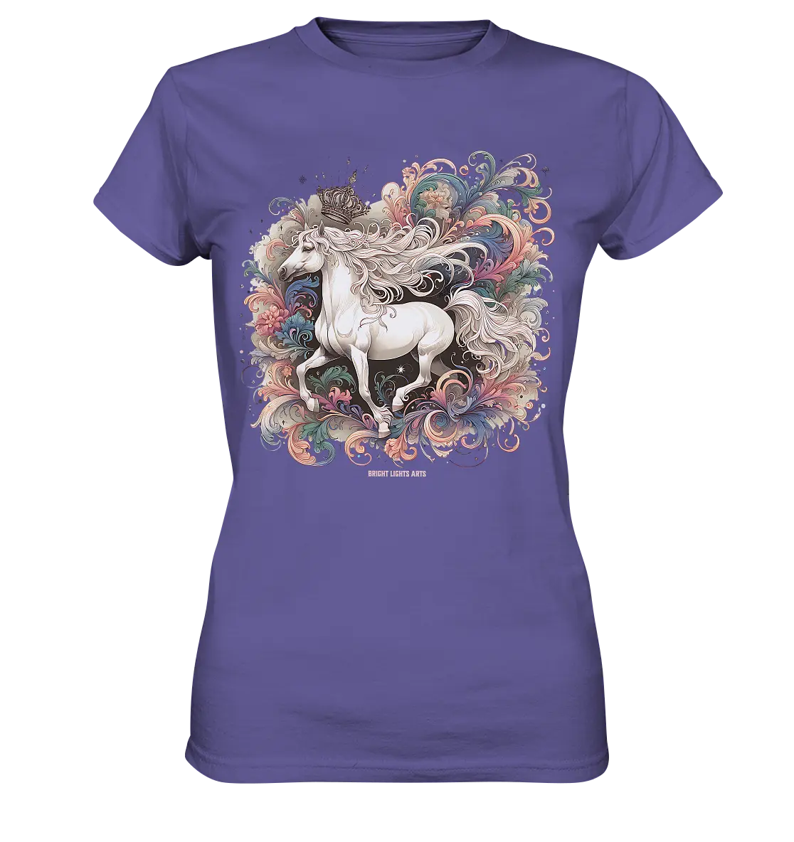 Märchenhaftes weißes Pferd mit Krone - Ladies Premium Shirt Bright Lights Arts
