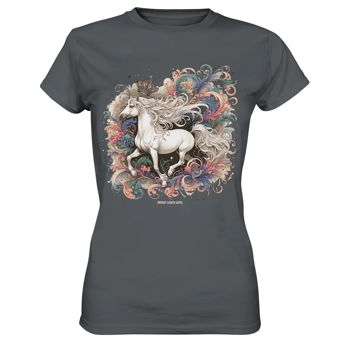 Märchenhaftes weißes Pferd mit Krone - Ladies Premium Shirt Bright Lights Arts