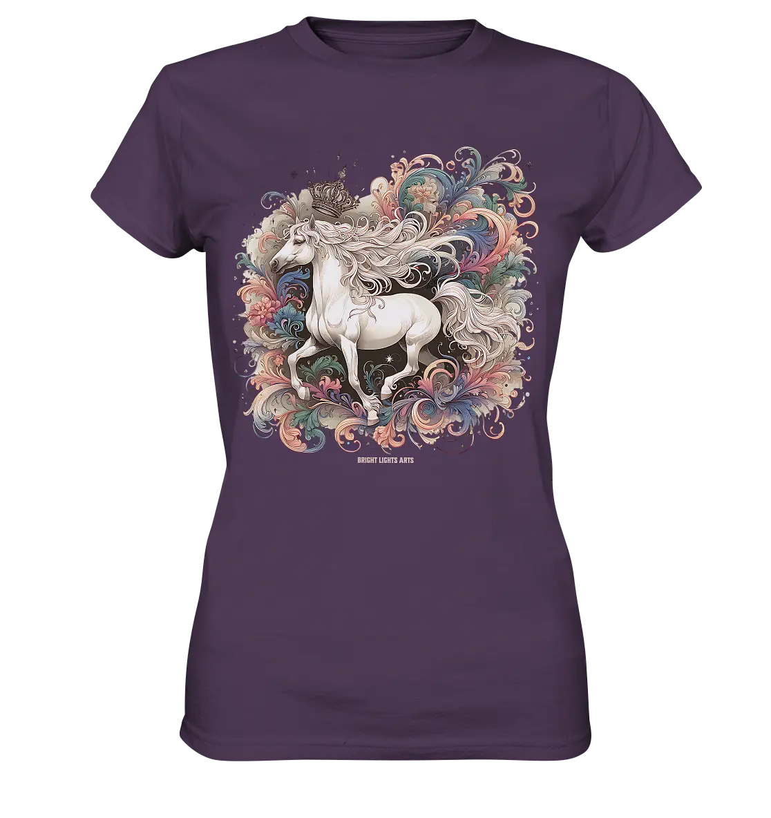 Märchenhaftes weißes Pferd mit Krone - Ladies Premium Shirt Bright Lights Arts
